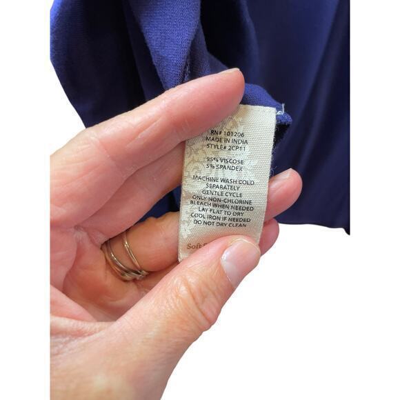 Soft Surroundings Royal Blue Jersey Short Sleeve Pleated Scoop Neck Dress 1X - Picture 8 of 8